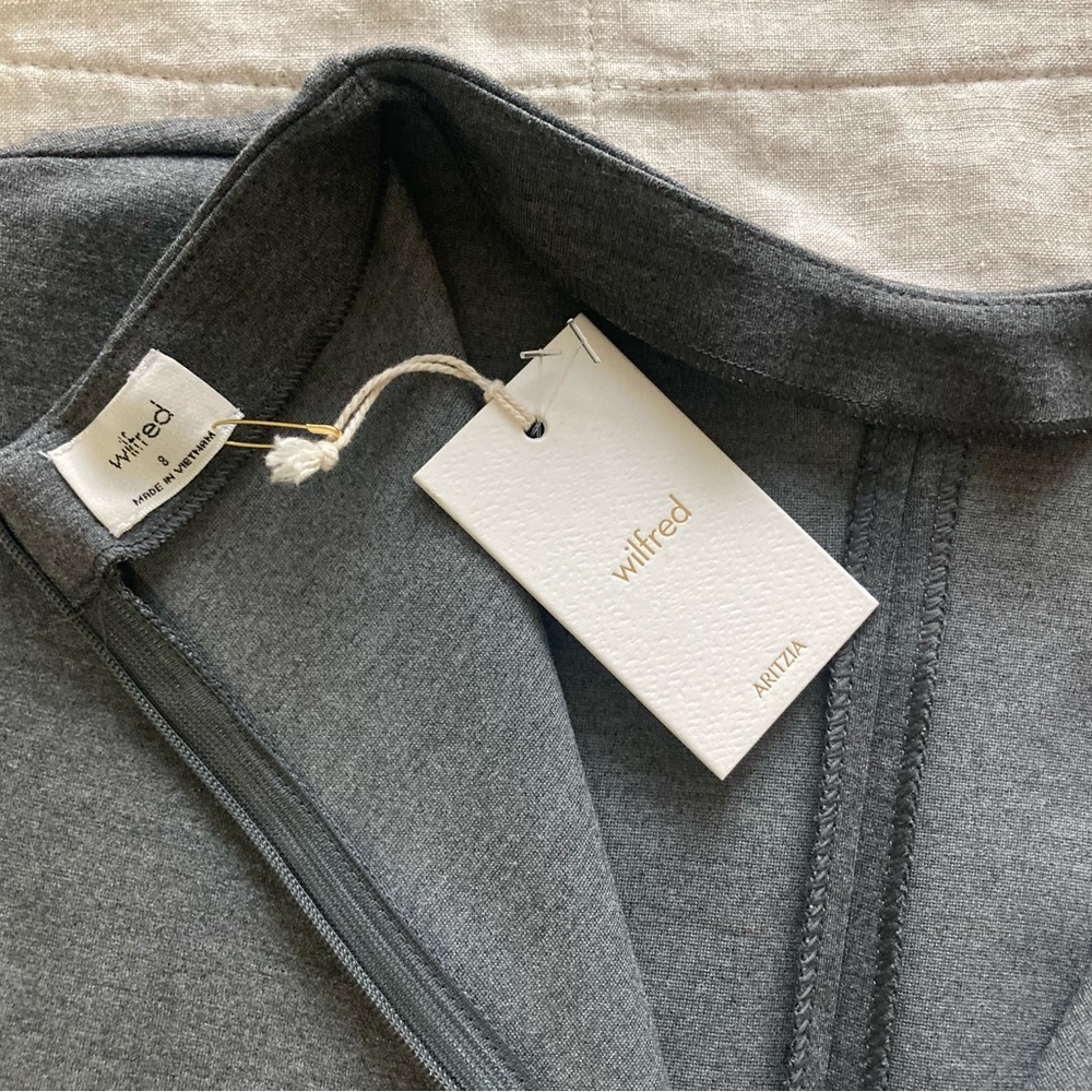 Aritzia Wilfred Ponteflex Ruth Dress in Heather Charcoal Size 8 NWT Lawyer - Picture 15 of 16